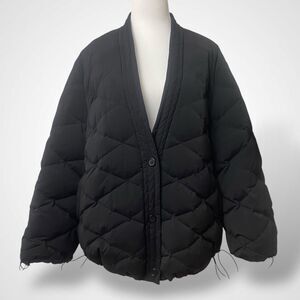 NAP Loungewear Duck Down Puffer Jacket Coat Women Size XL Black Pockets Cottage